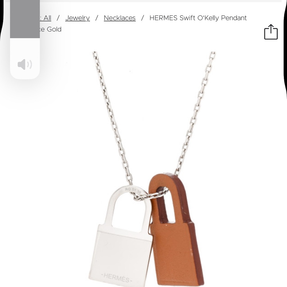 Hermès Silver and Brown Pendant Necklace